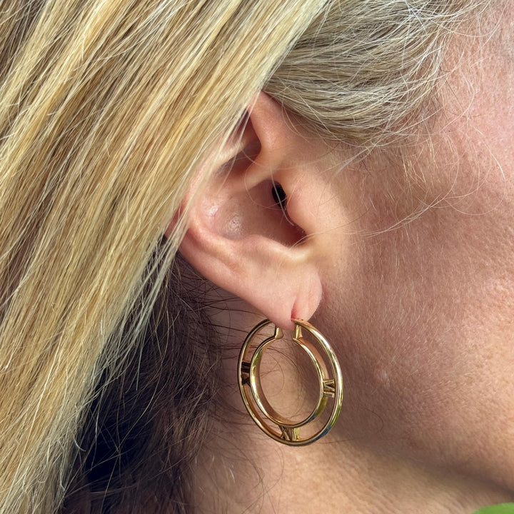 Tiffany & Co. Atlas Medallion 18 Karat Rose Gold Hoop Earrings