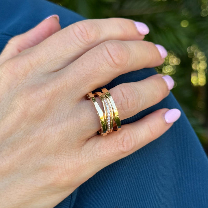 Bvlgari B.zero1 Legend Gold 18 Karat Rose Gold Ring with Diamonds Size 55 B&P NE