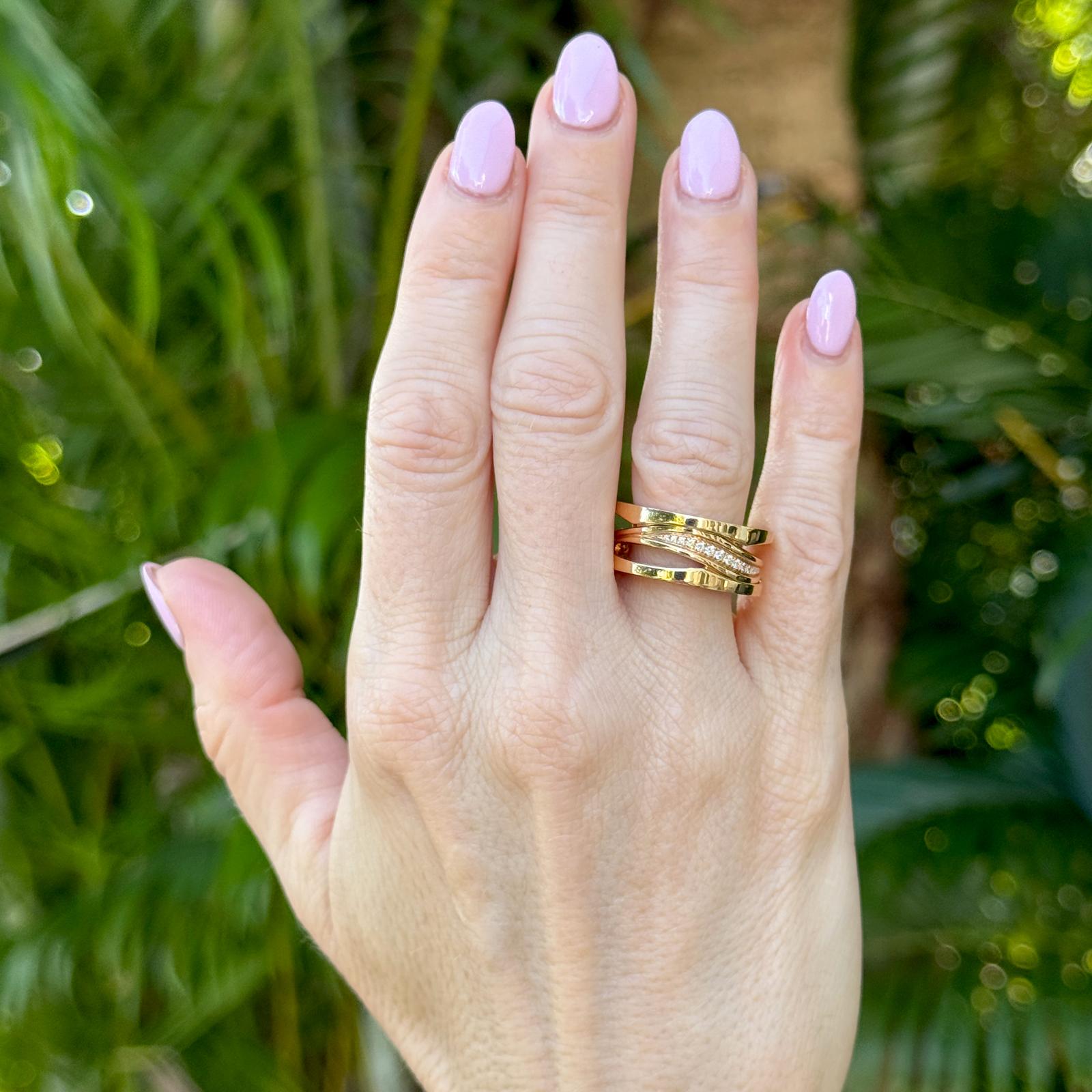 Bvlgari B.zero1 Legend Gold 18 Karat Rose Gold Ring with Diamonds Size 55 B&P NE