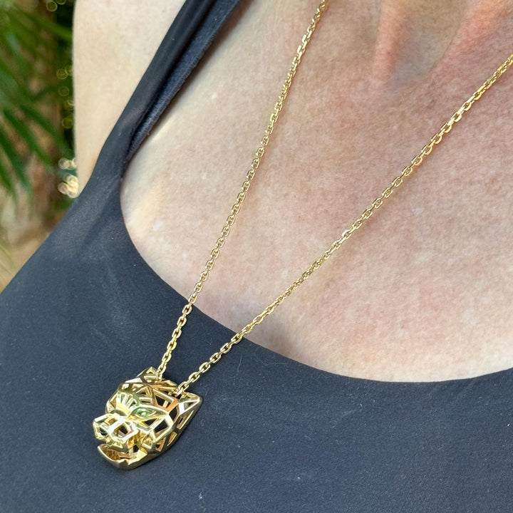 Cartier Tsavorite Black Onyx Panthere De Cartier 18KYG Pendant Necklace B&P's