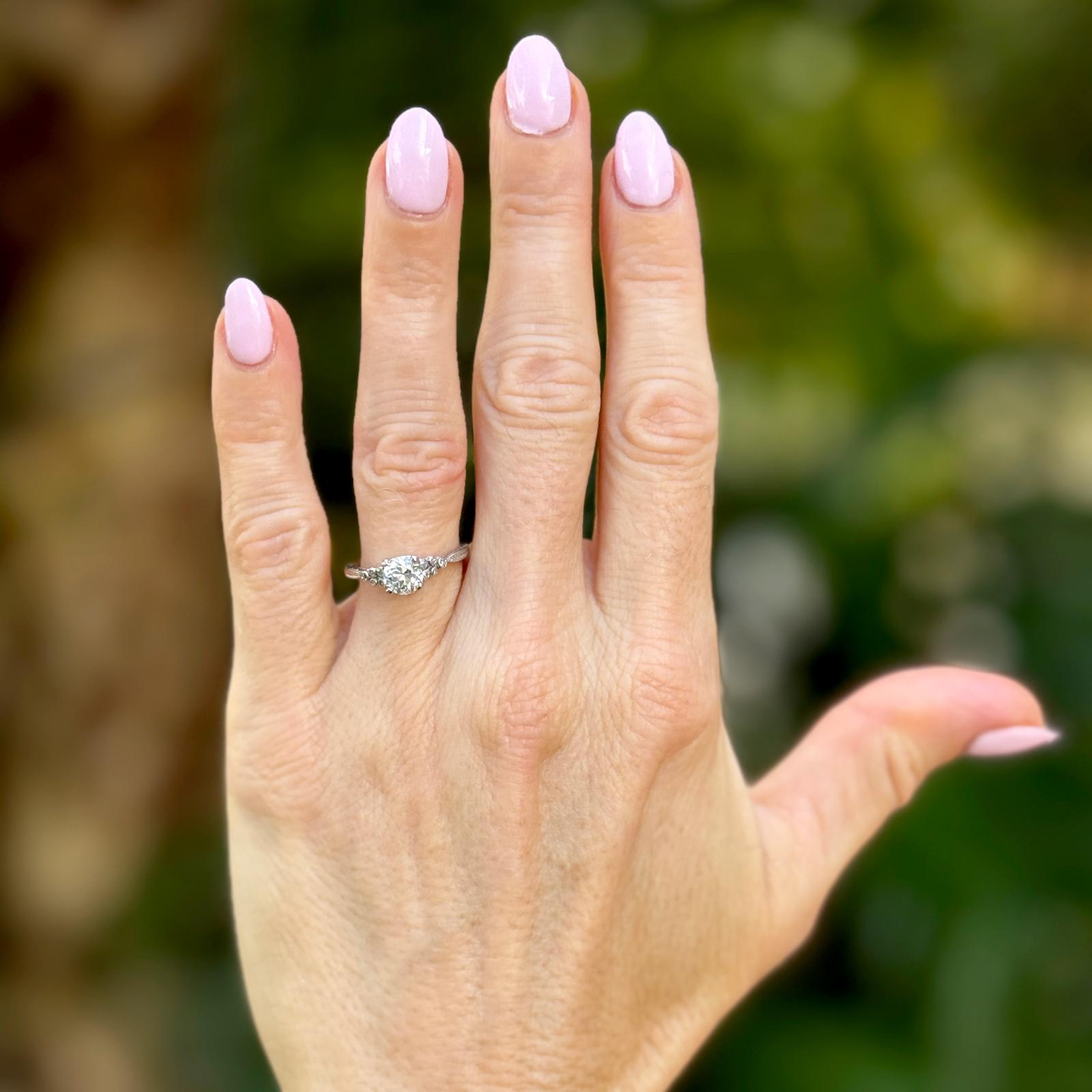Old European Cut Diamond Platinum Vintage Engagement Ring
