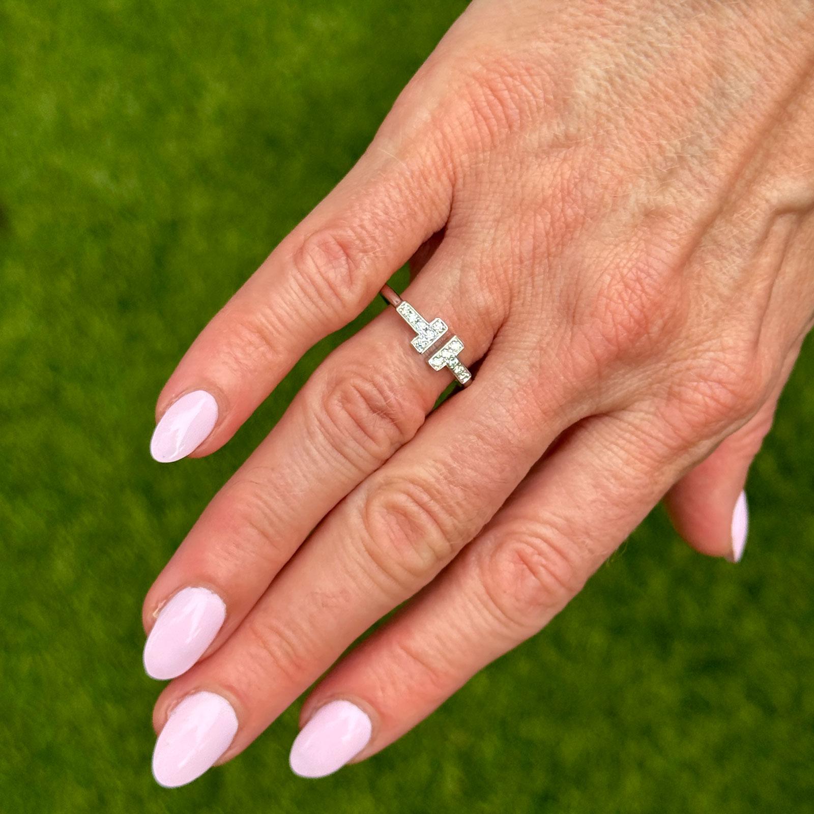 Tiffany T Diamond Wire Ring in White Gold