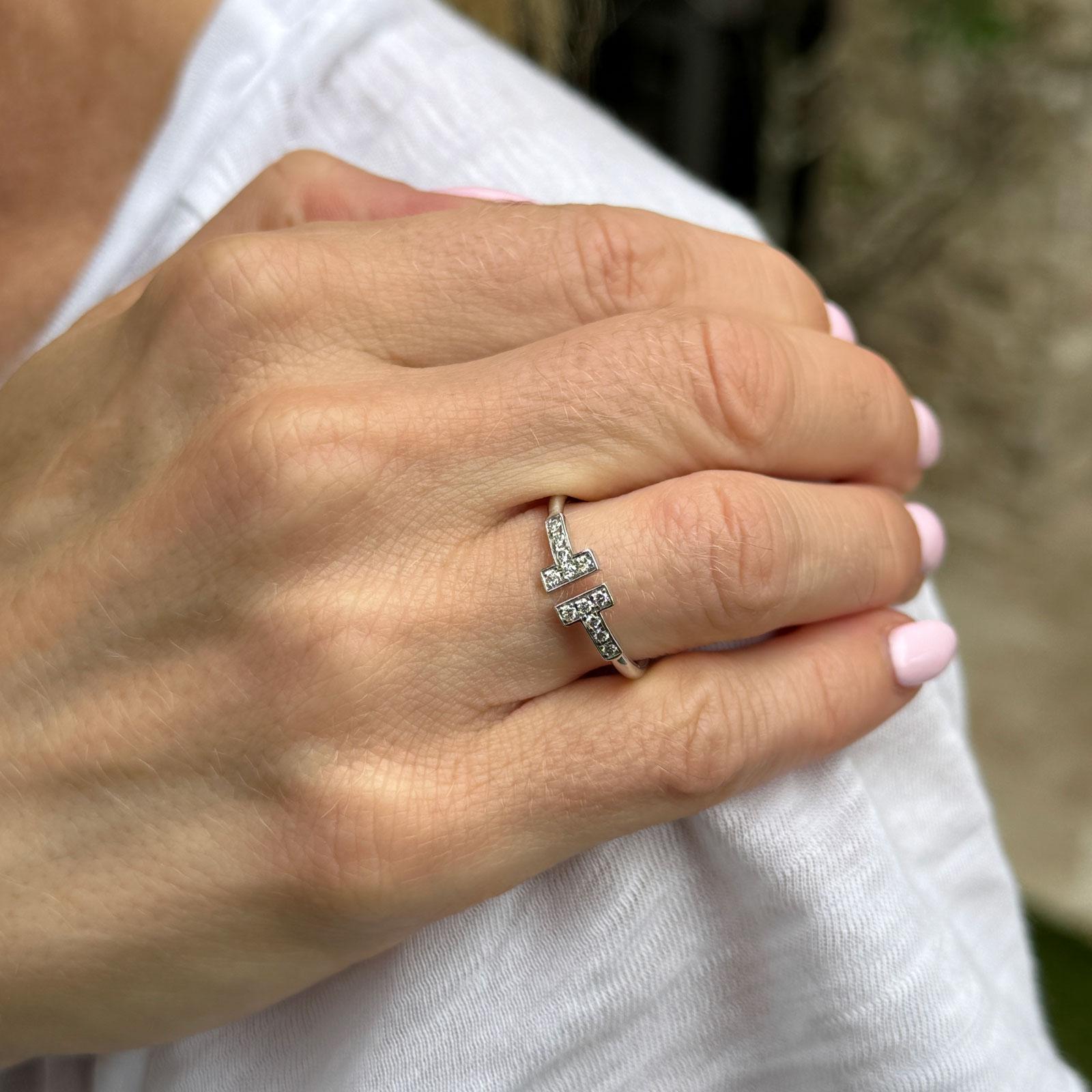 Tiffany T Diamond Wire Ring in White Gold