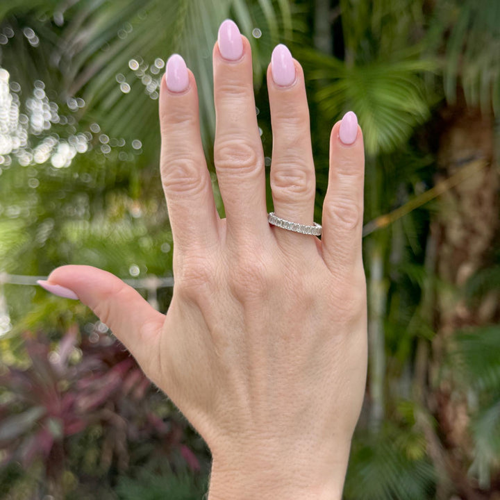 Emerald Cut Diamond Platinum Eternity Wedding Anniversary Band Ring Size 6