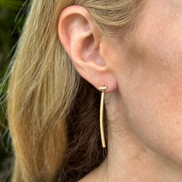 Tiffany & Co. T Bar Diamond 18 Karat Yellow Gold Drop Earrings