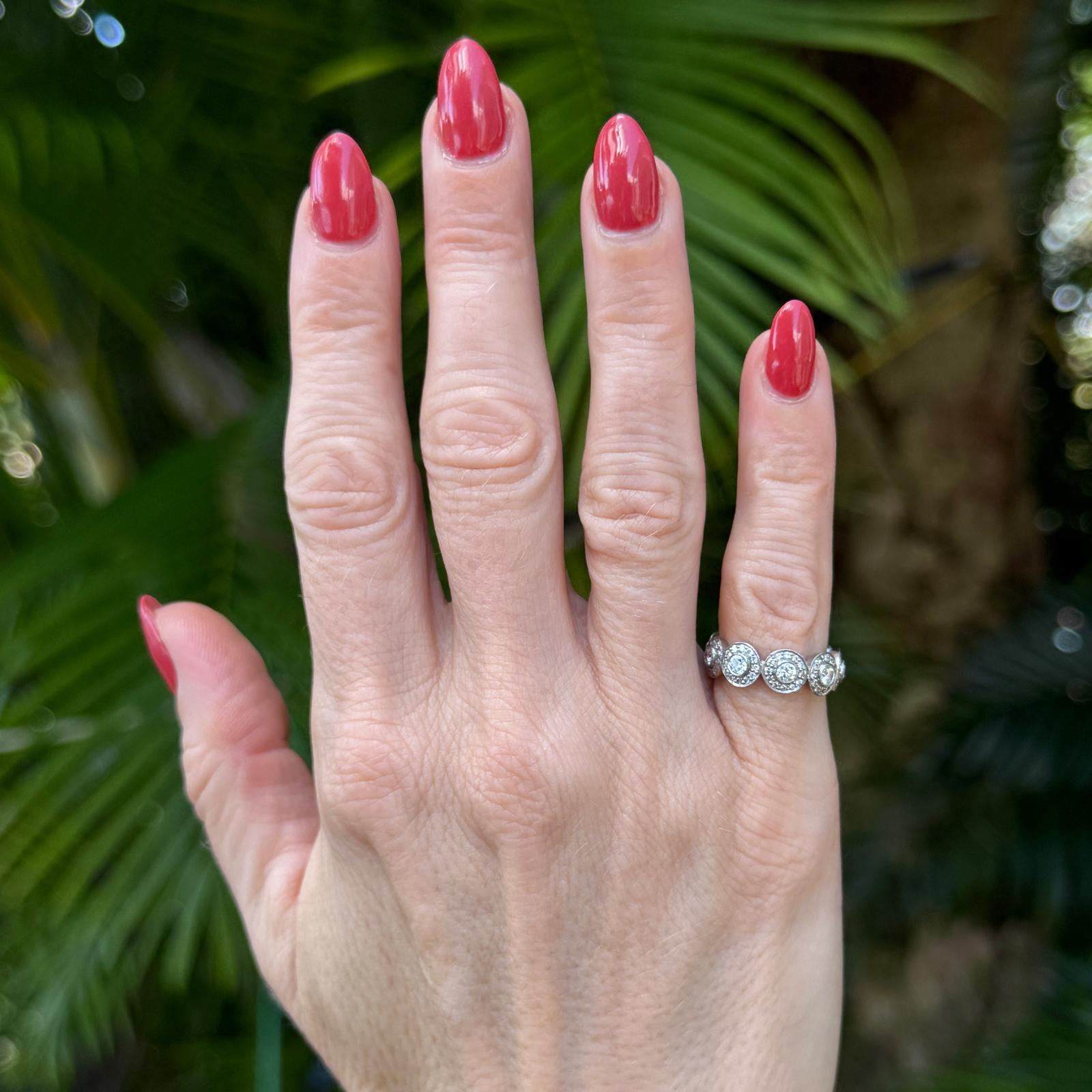 Tiffany & Co. Diamond Halo Platinum Eternity Band Ring Size 4