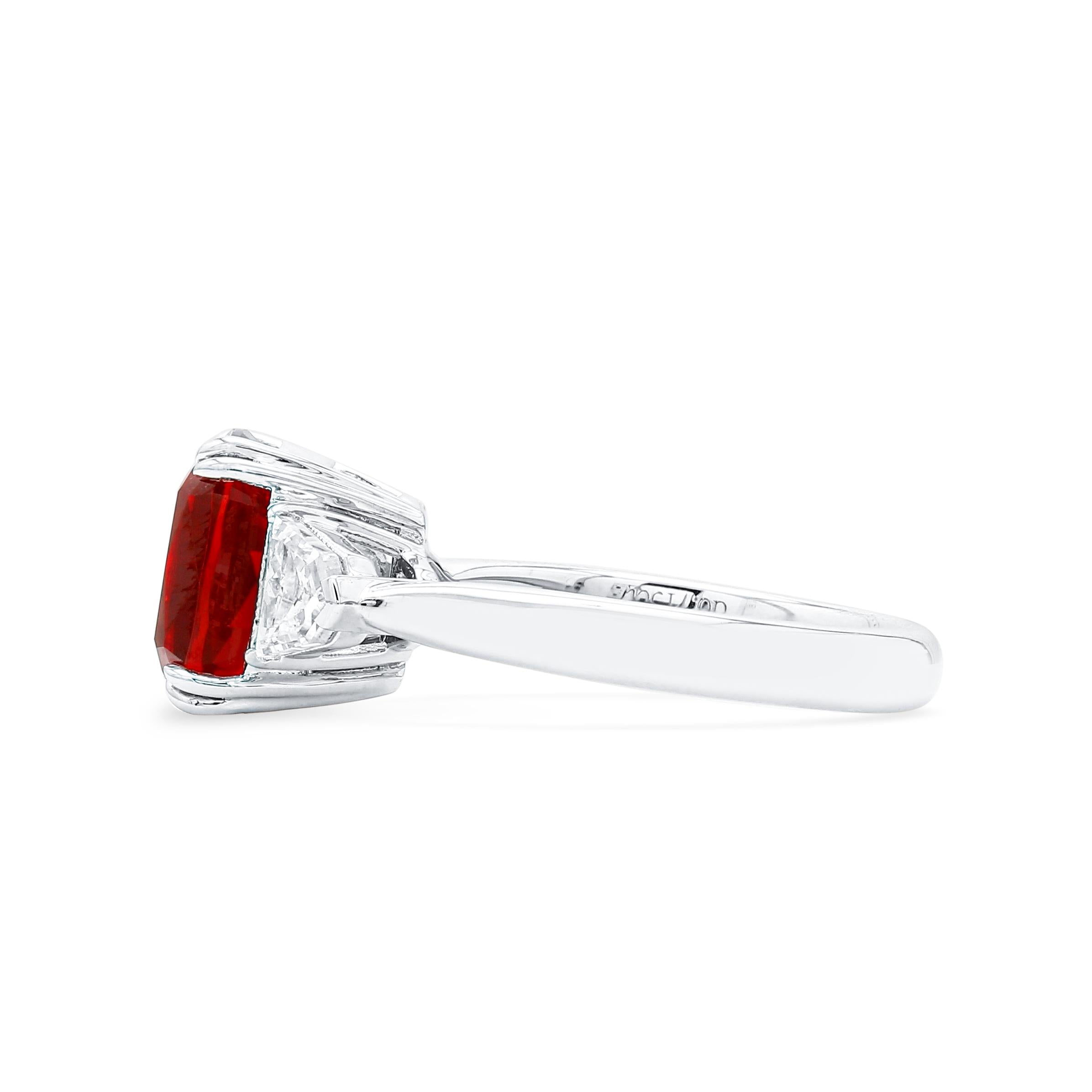 Lab-Created Oval Ruby Diamond Platinum Modern Cocktail Ring