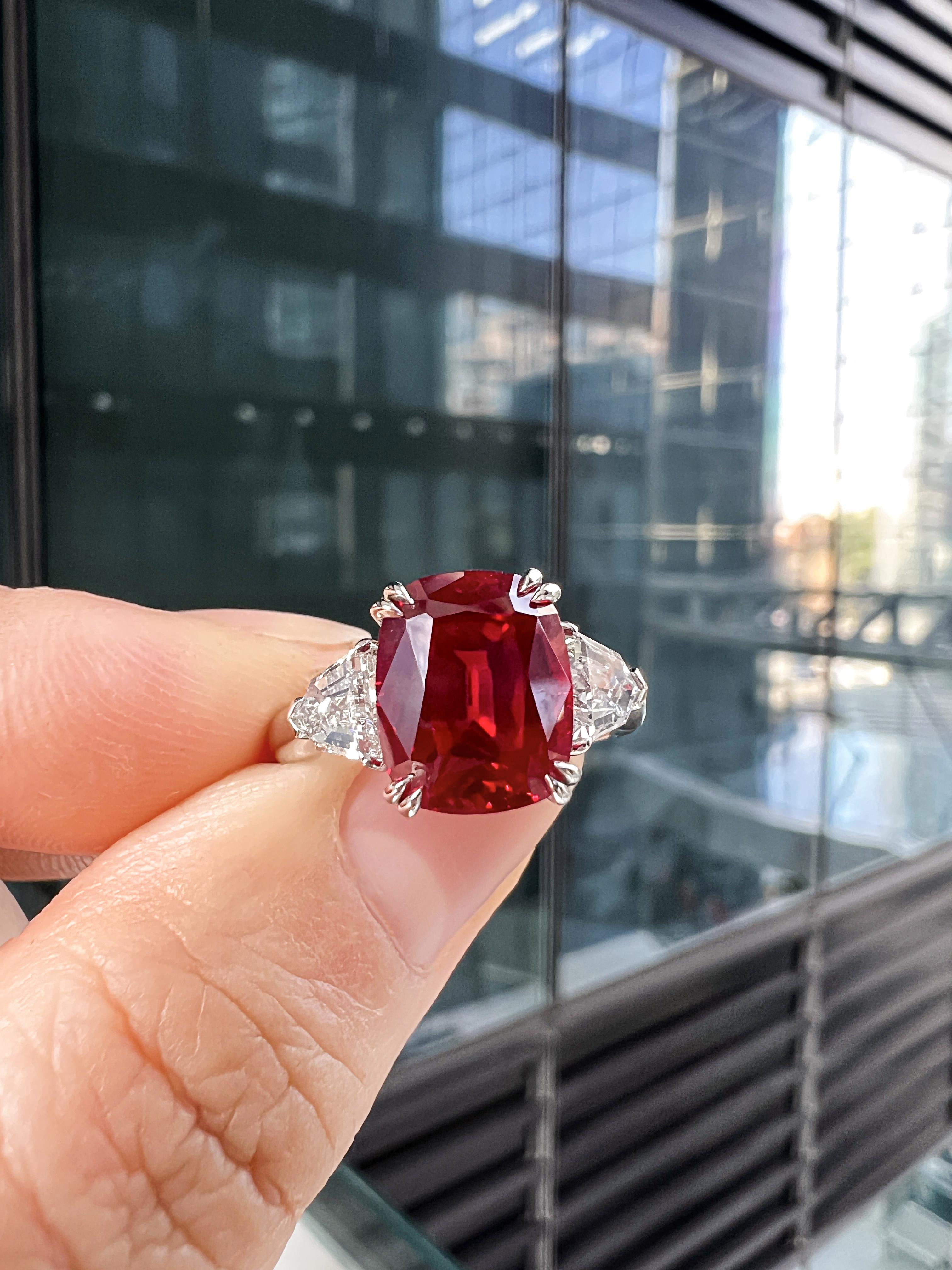 Lab-Created Oval Ruby Diamond Platinum Modern Cocktail Ring