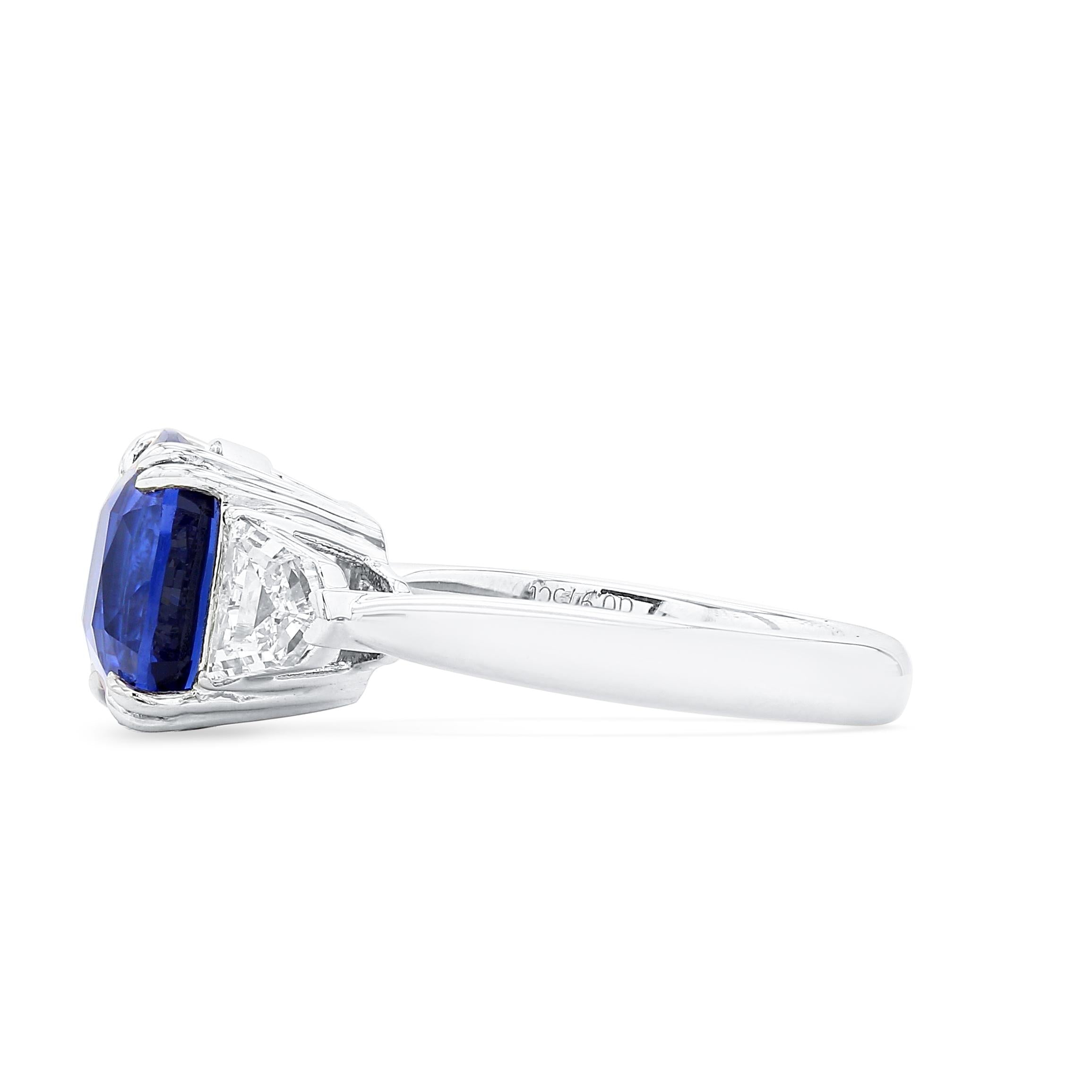 Lab-Created Blue Sapphire Diamond Platinum Modern Cocktail Ring