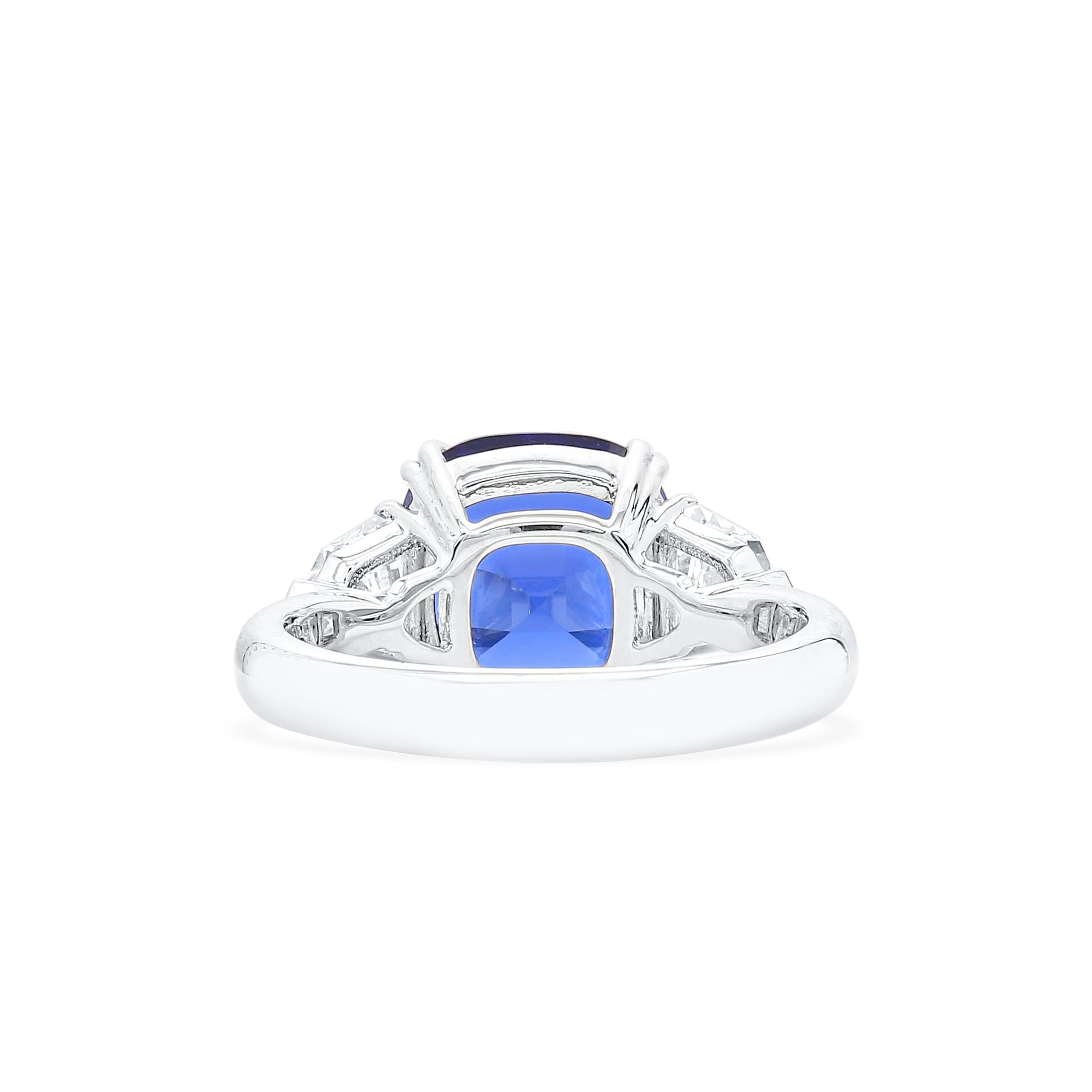Lab-Created Blue Sapphire Diamond Platinum Modern Cocktail Ring