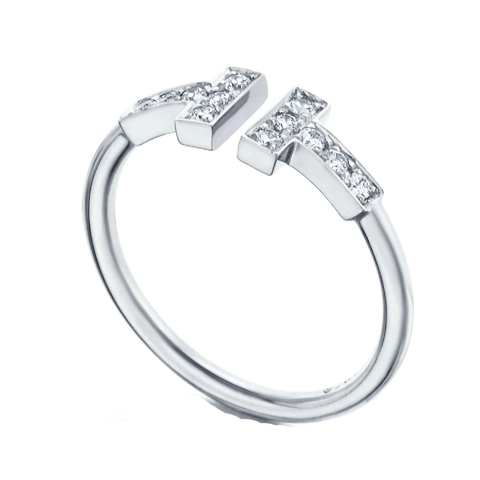 Tiffany T Diamond Wire Ring in White Gold