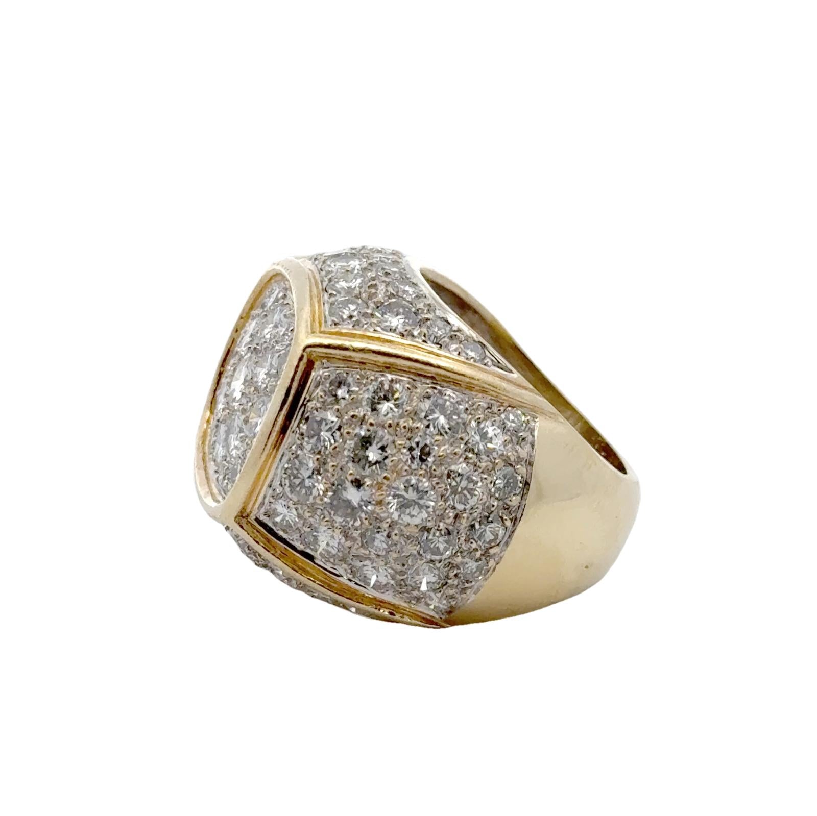Modern 7.00 CTW Pavé Diamond 18 Karat White & Yellow Gold Statement Ring