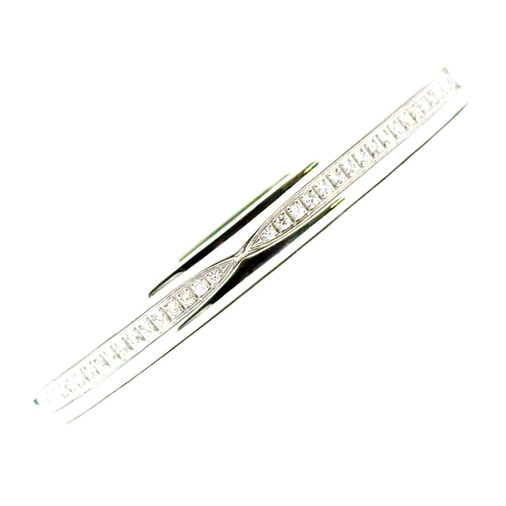 Bvlgari B Zero1 Diamond 18 Karat White Gold Modern Hinged Bangle Bracelet