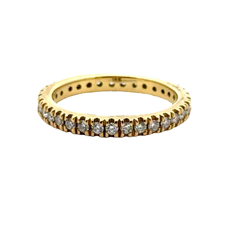 Modern Diamond 18 Karat Yellow Gold Eternity Wedding Band Size 9.25