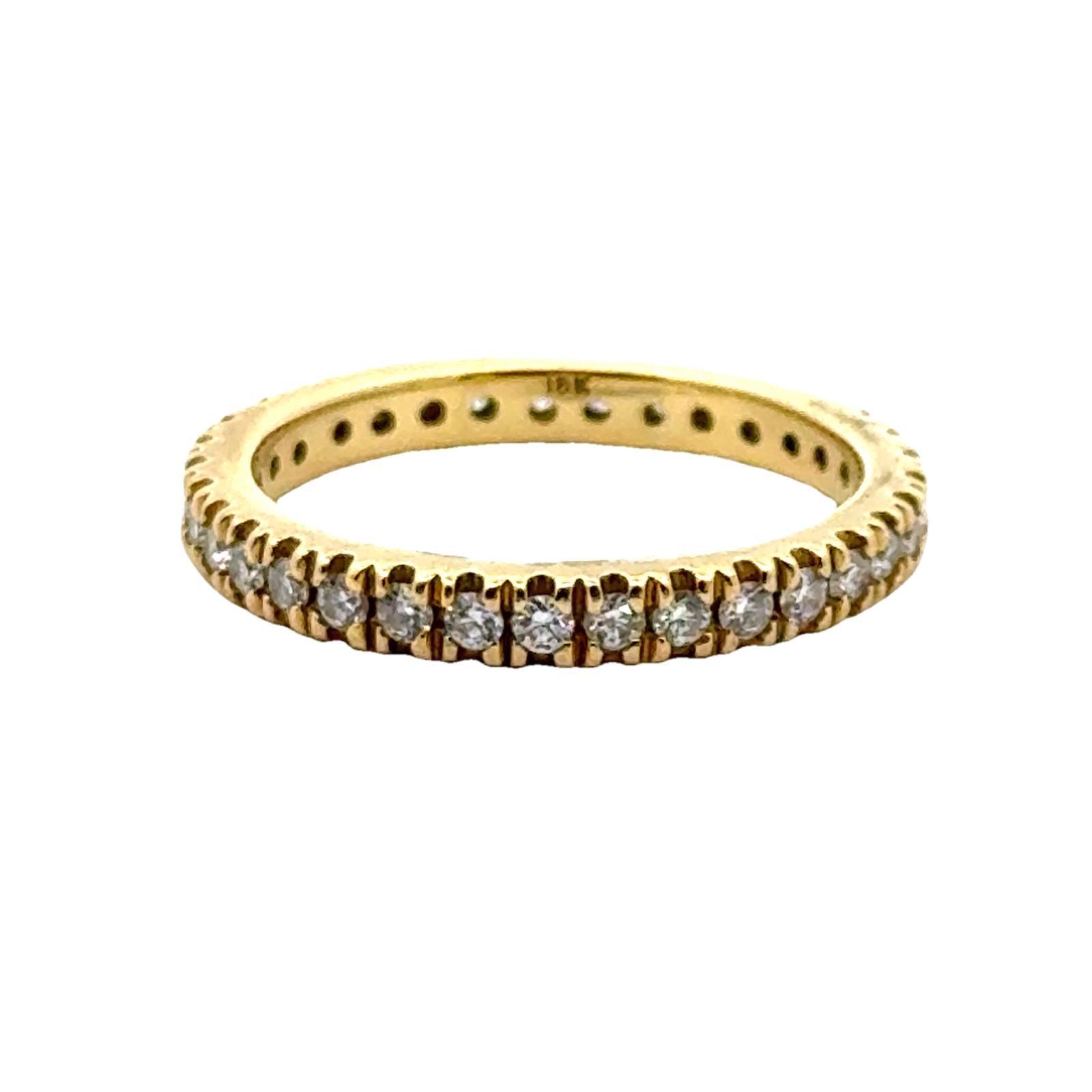 Modern Diamond 18 Karat Yellow Gold Eternity Wedding Band Size 9.25