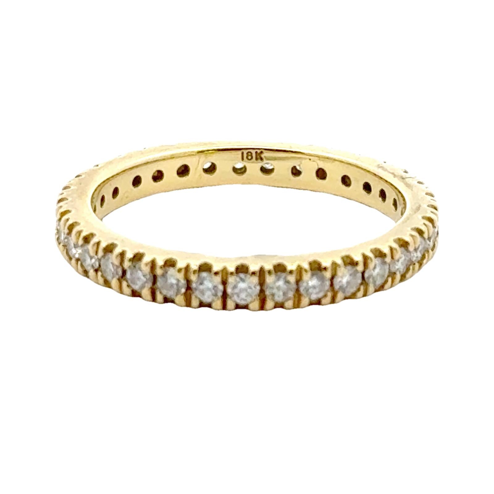 Modern Diamond 18 Karat Yellow Gold Eternity Wedding Band Size 9.25