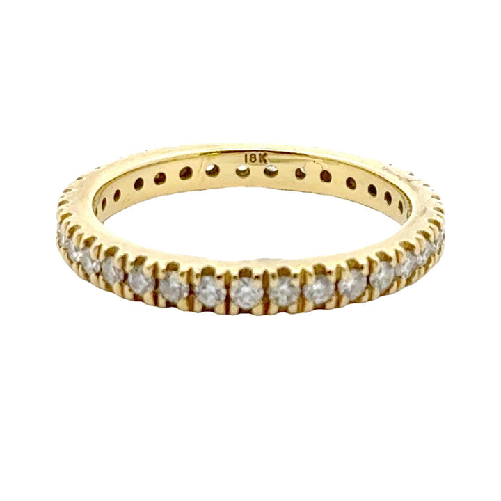 Modern Diamond 18 Karat Yellow Gold Eternity Wedding Band Size 9.25