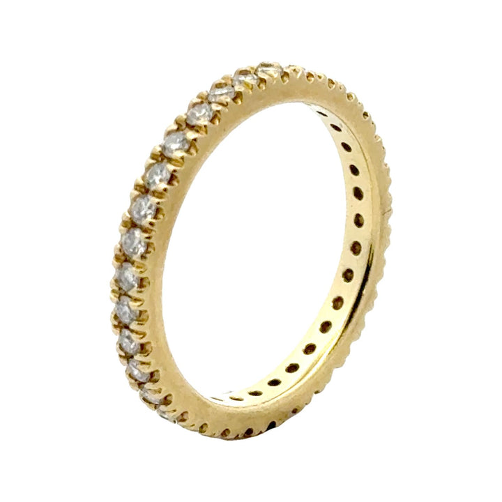 Modern Diamond 18 Karat Yellow Gold Eternity Wedding Band Size 9.25