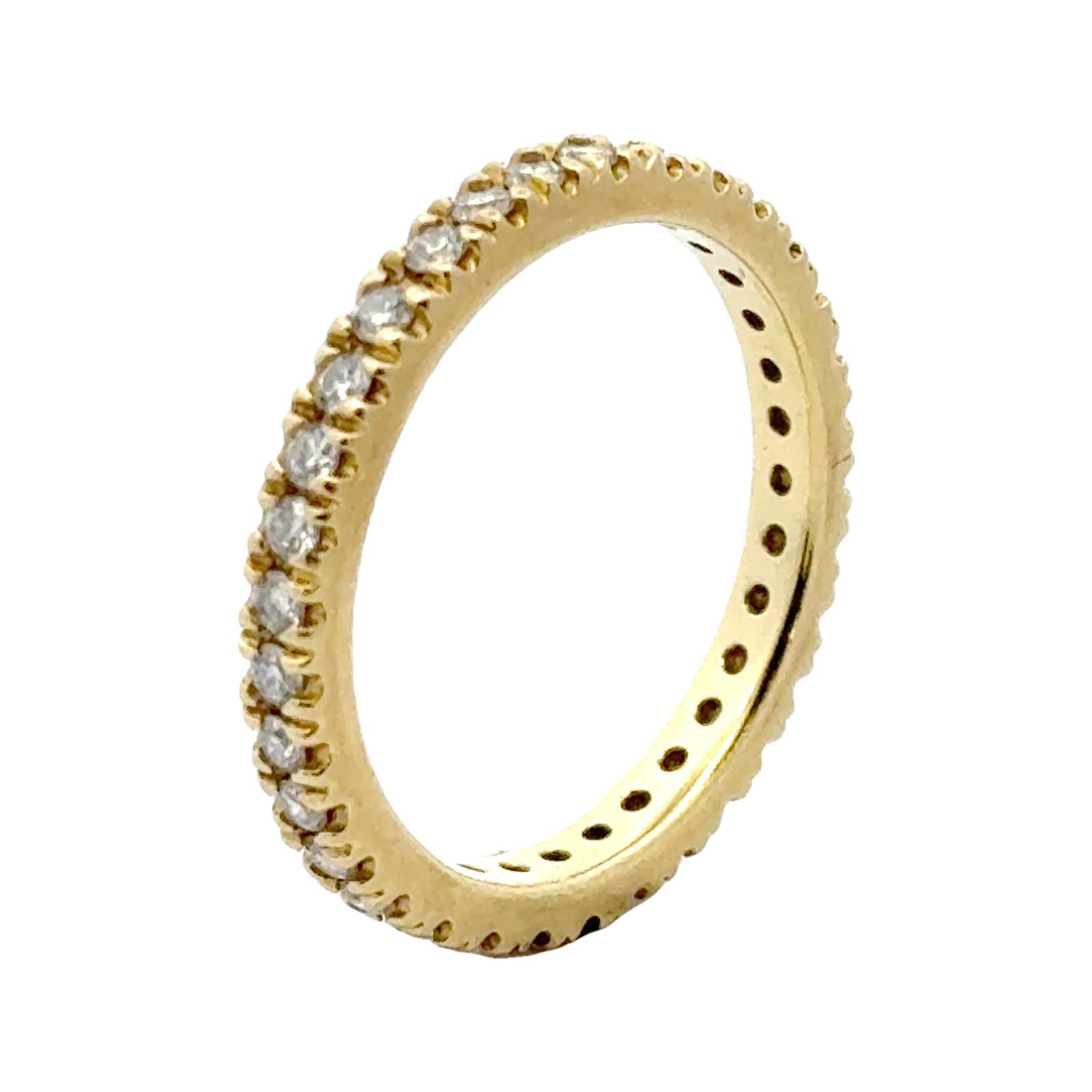 Modern Diamond 18 Karat Yellow Gold Eternity Wedding Band Size 9.25