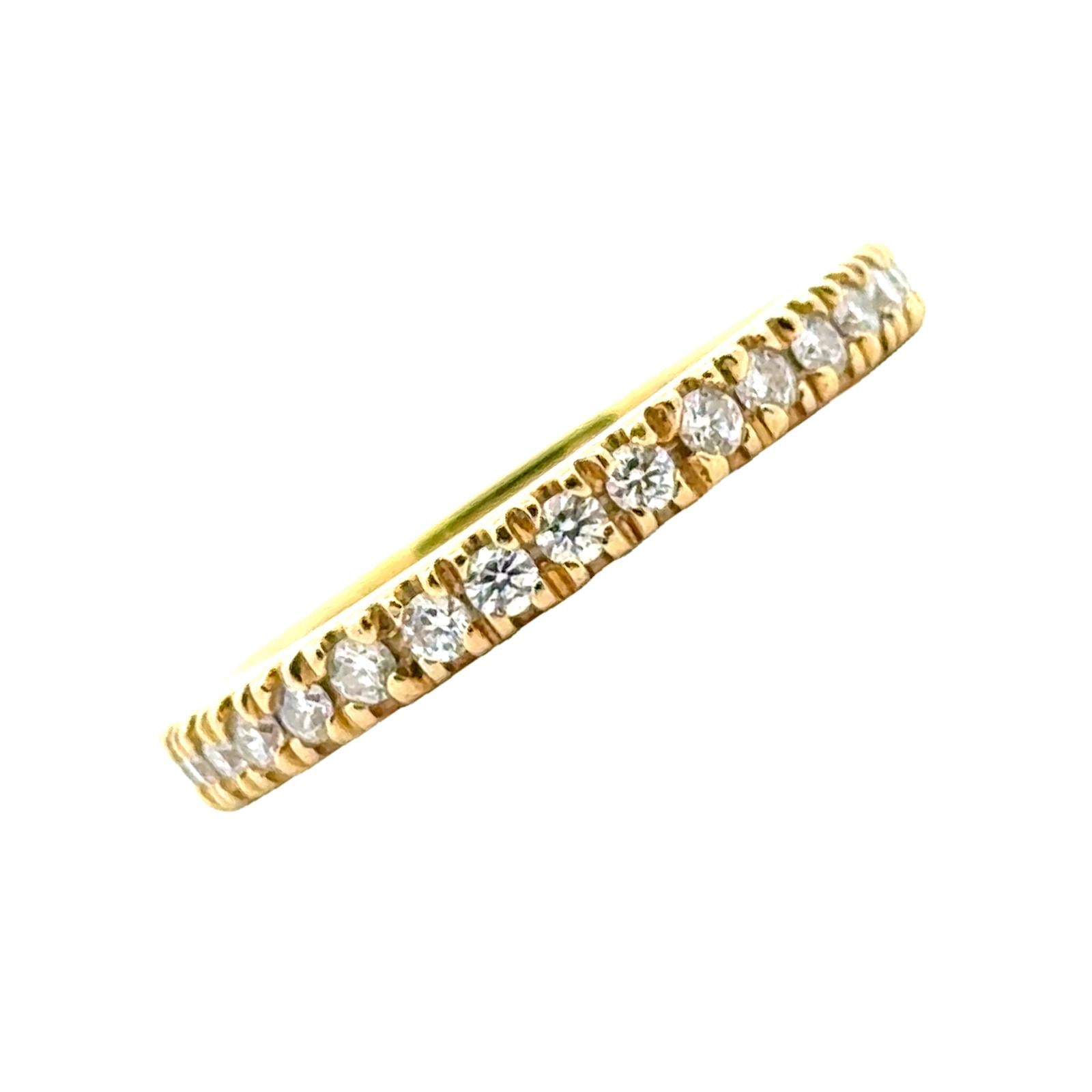 Modern Diamond 18 Karat Yellow Gold Eternity Wedding Band Size 9.25