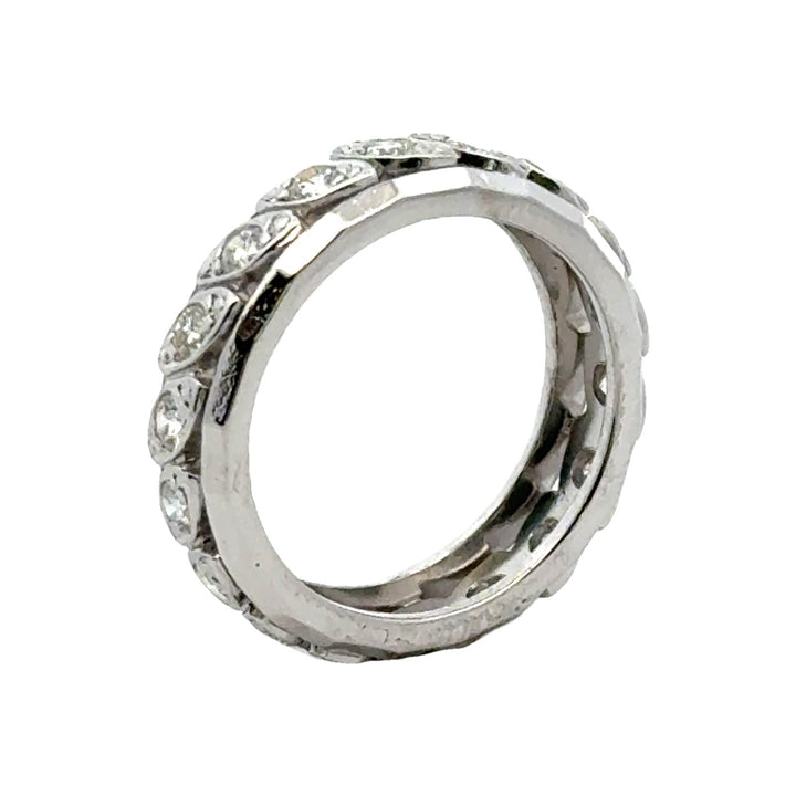 1950's Diamond 14 Karat White Gold Eternity Wedding Band Vintage Ring