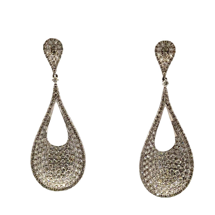 5.00-CTW Pavé Diamond 18 Karat White Gold Drop Dangle Modern Earrings