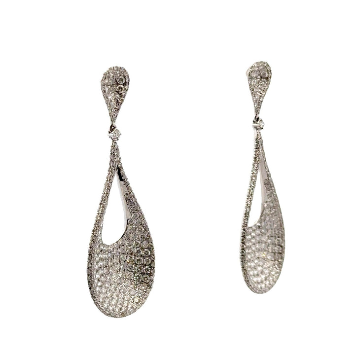 5.00-CTW Pavé Diamond 18 Karat White Gold Drop Dangle Modern Earrings