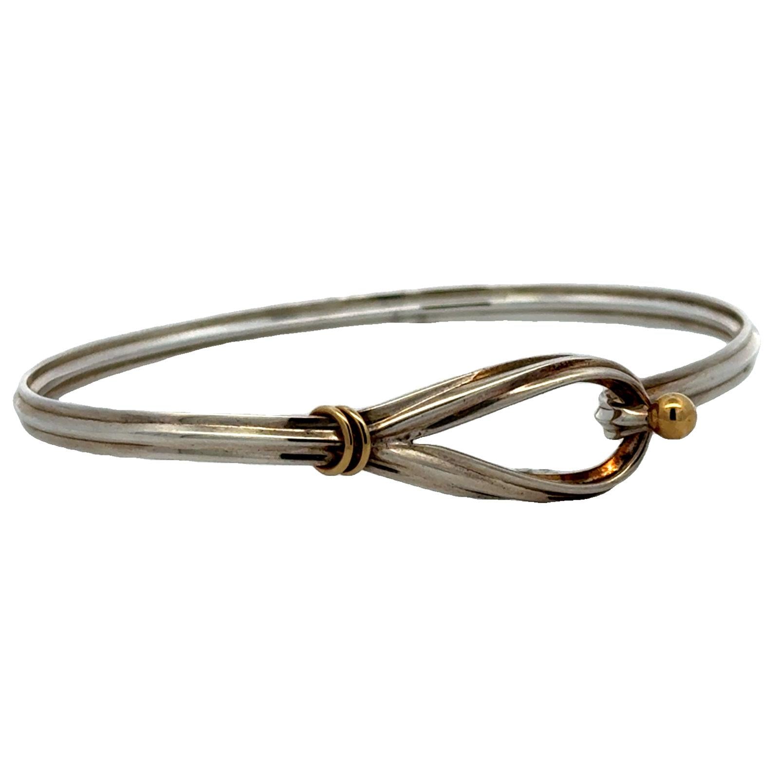 Tiffany & Co 18KYG SS Hook & Eye Vintage Bangle Bracelet