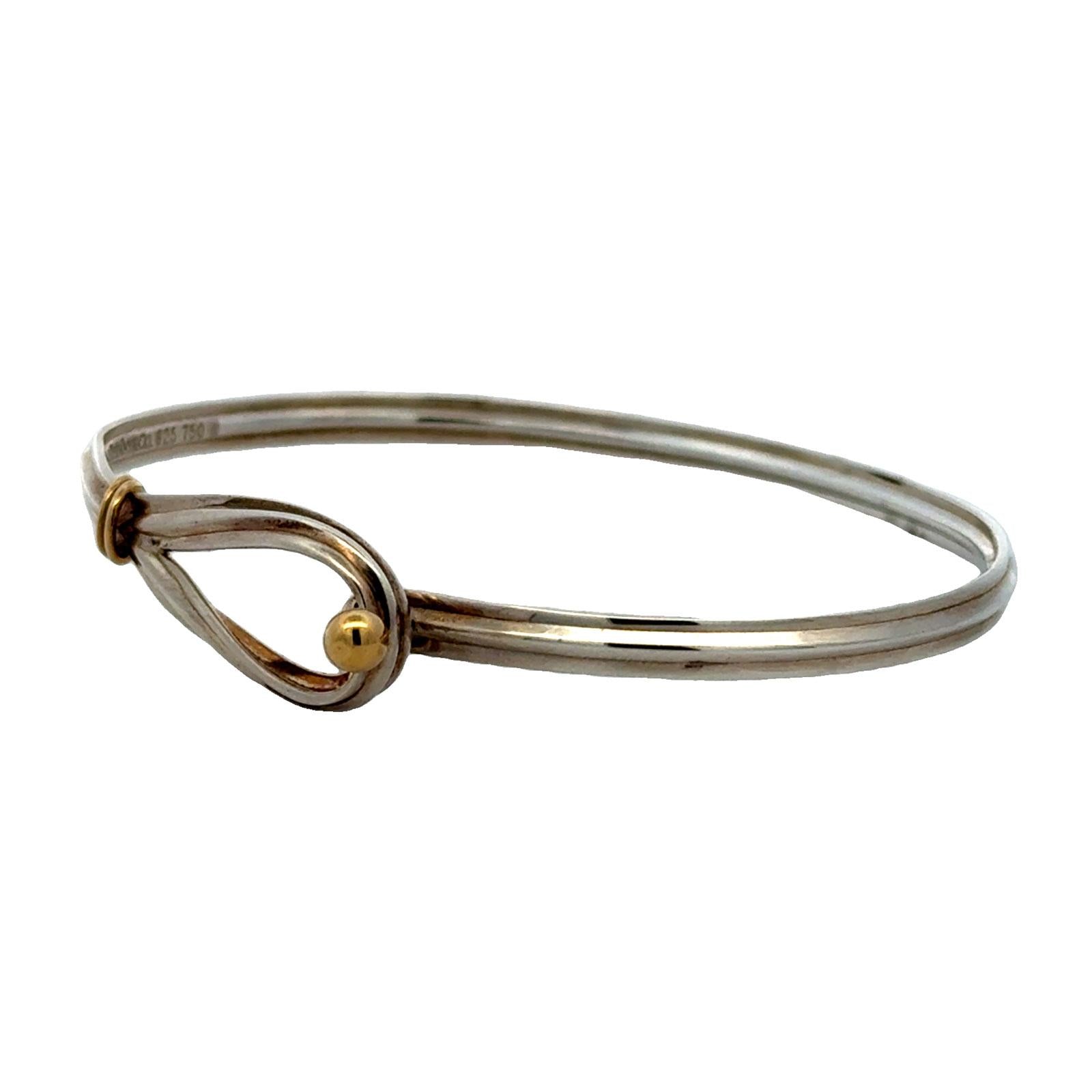 Tiffany & Co 18KYG SS Hook & Eye Vintage Bangle Bracelet