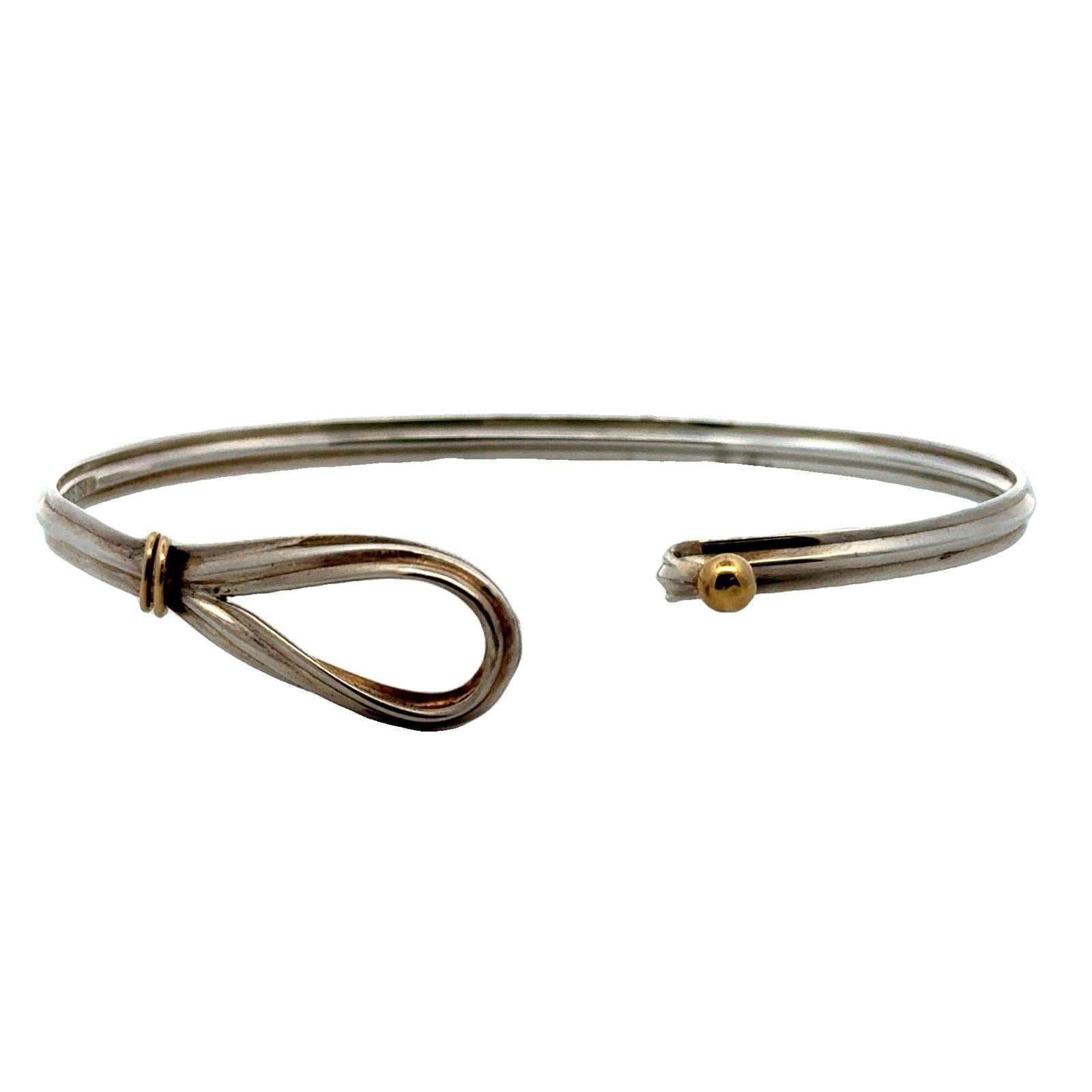 Tiffany & Co 18KYG SS Hook & Eye Vintage Bangle Bracelet