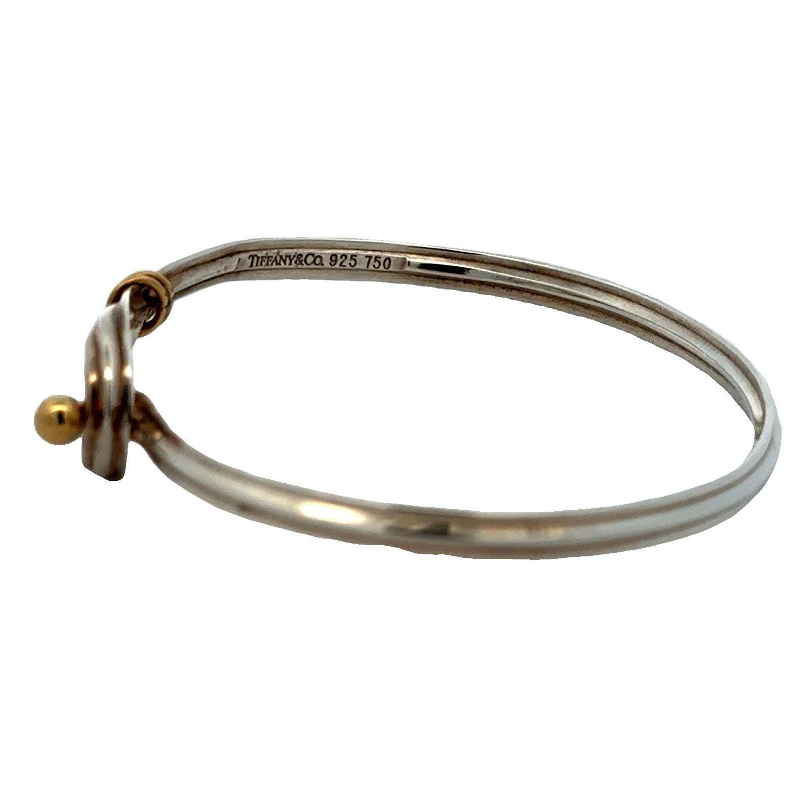 Tiffany & Co 18KYG SS Hook & Eye Vintage Bangle Bracelet