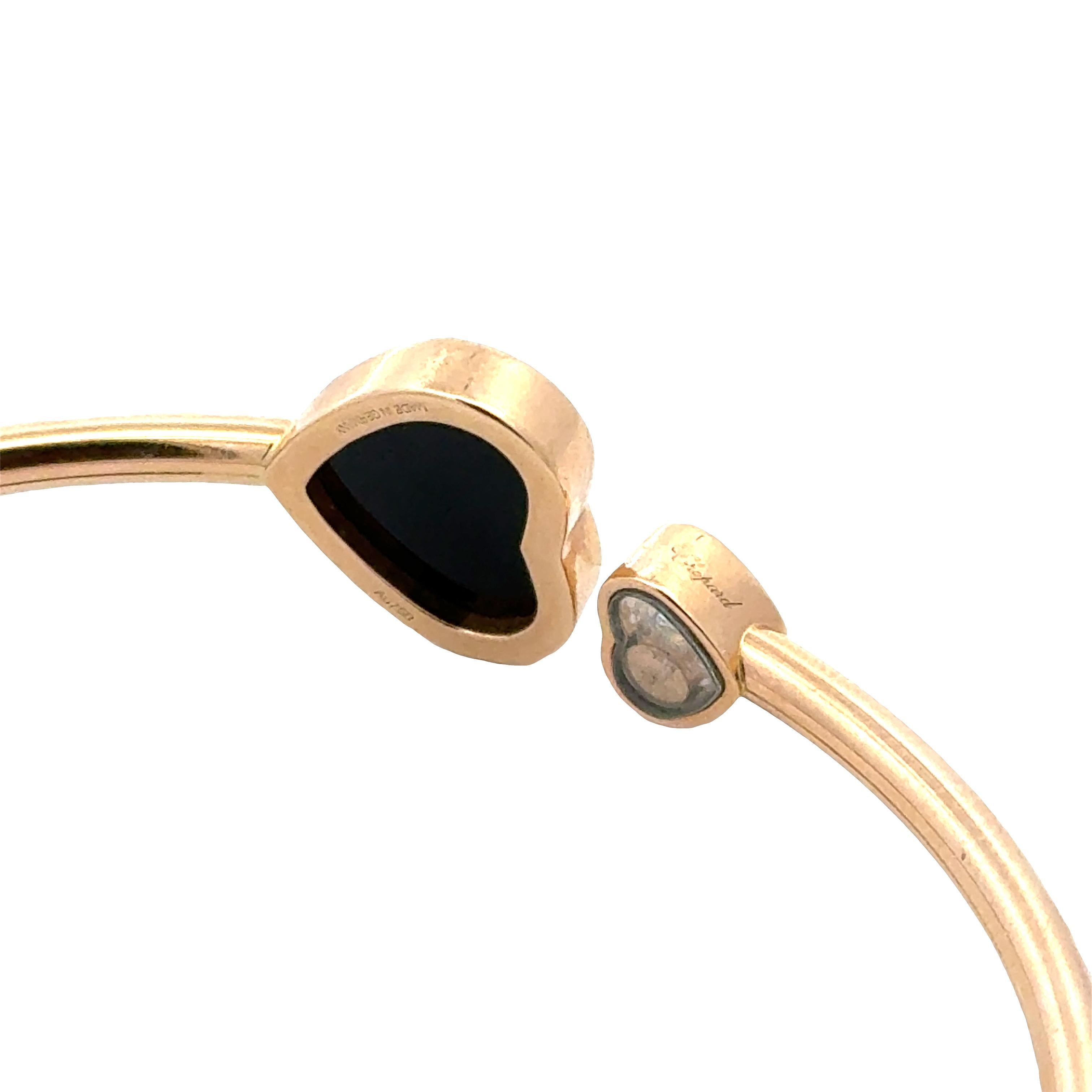 Chopard Rose Gold Happy Hearts Diamond & Black Onyx Flexible Bangle