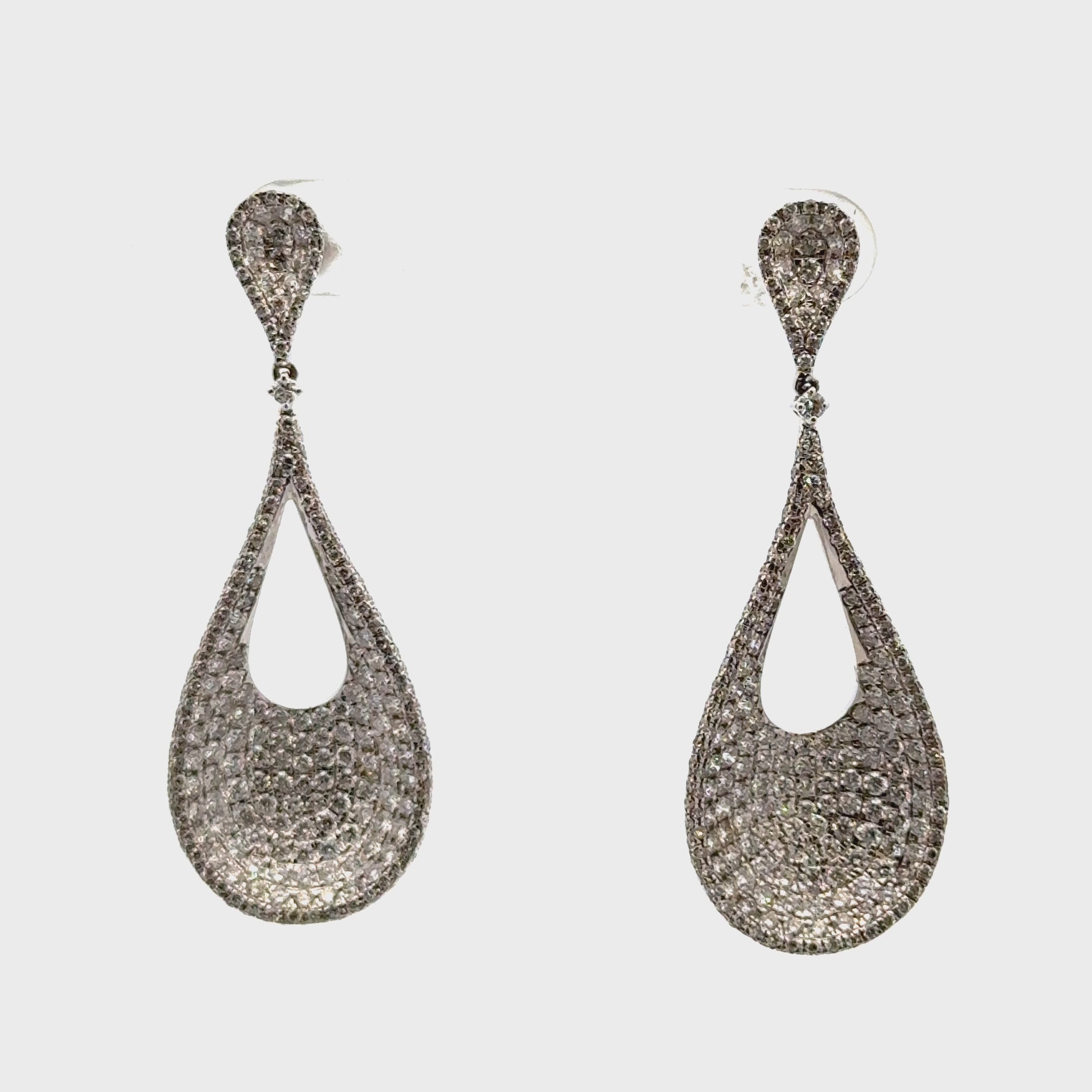 5.00-CTW Pavé Diamond 18 Karat White Gold Drop Dangle Modern Earrings