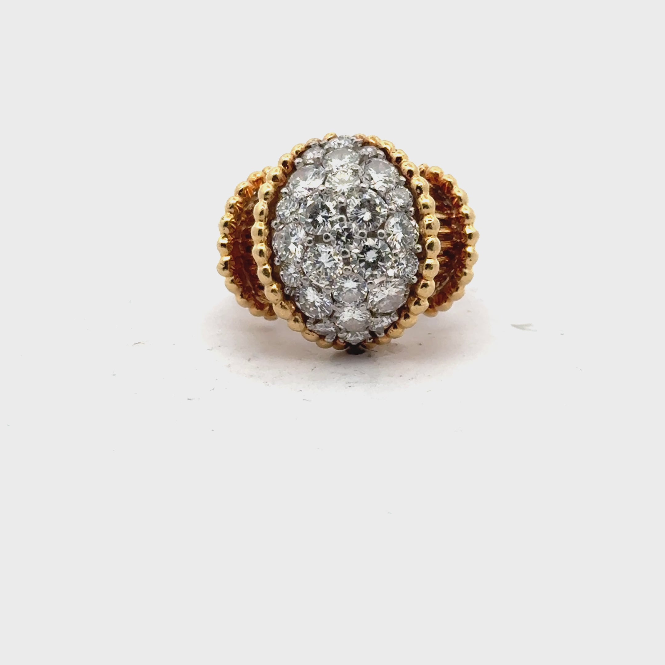 1960's Diamond 18 Karat Yellow Gold Vintage Cocktail Ring By George Schuler