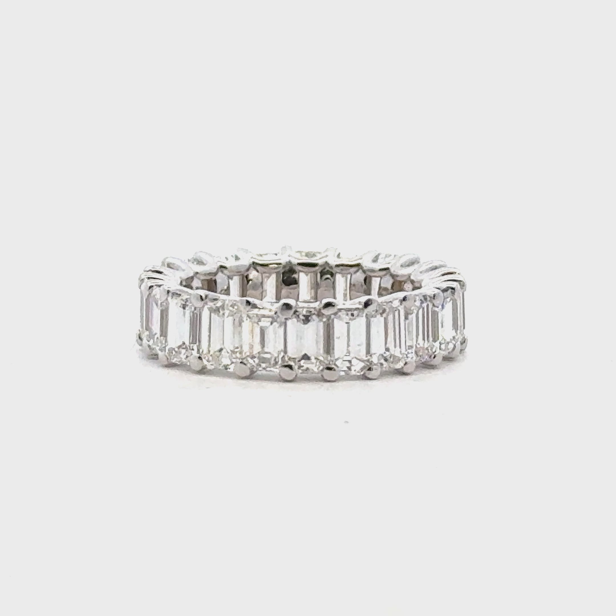 6.52 CTW Emerald Cut Diamond 18K White Gold Eternity Wedding Band Ring Size 6