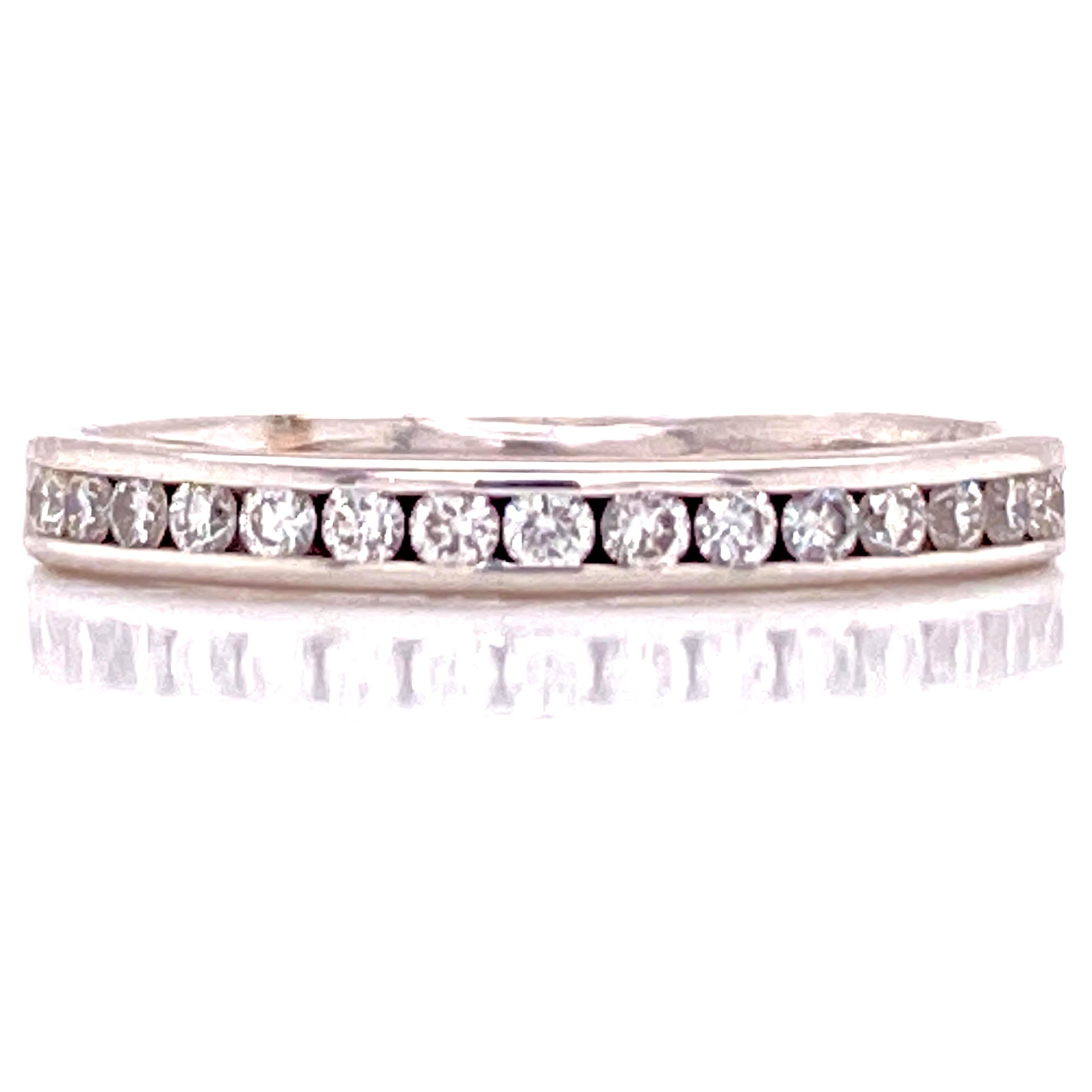 Diamond Wedding Stackable Band Ring 14 Karat White Gold