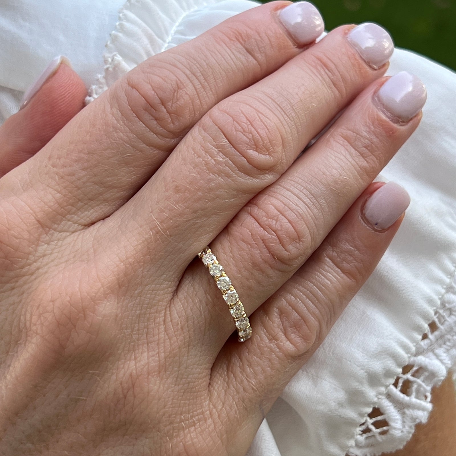 Diamond 18 Karat Yellow Gold Eternity Wedding Band Ring