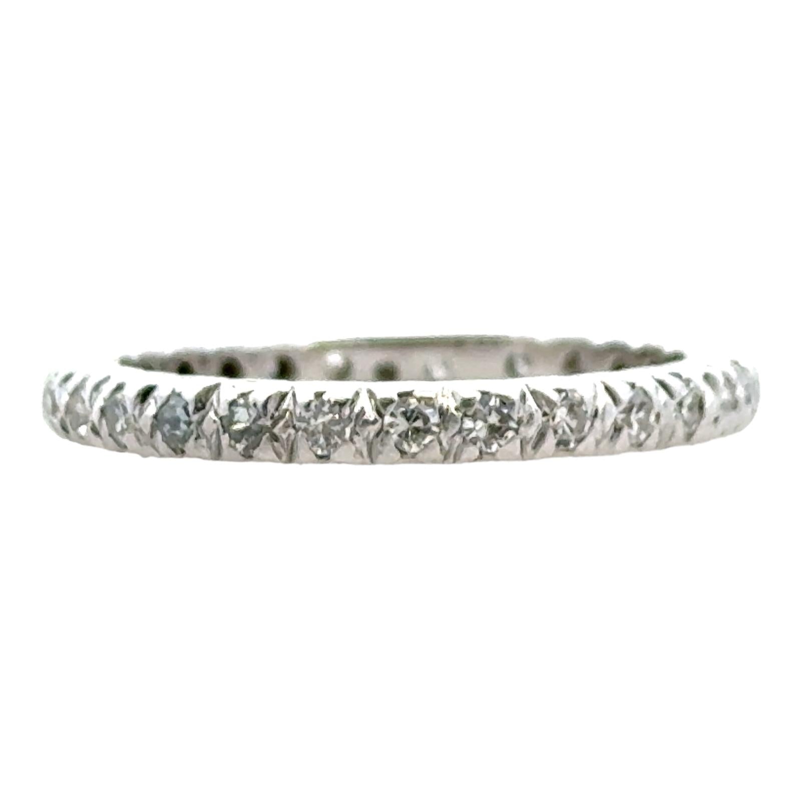 Diamond 14 Karat White Gold Eternity Wedding Band Size 8.5