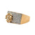 Modern Pave Diamond 14 Karat Yellow Gold Square Top Floral Design Band Ring