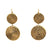 Modern 18 Karat Yellow Gold Dangle Drop Round Textured Earrings