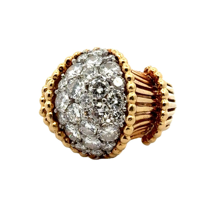 1960's Diamond 18 Karat Yellow Gold Vintage Cocktail Ring By George Schuler
