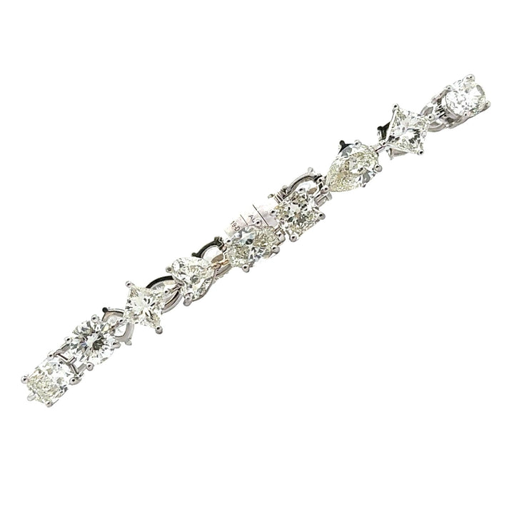 19 CTW  Mixed Cut Diamond 18 Karat White Gold Modern Line Bracelet
