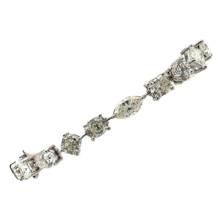 19 CTW  Mixed Cut Diamond 18 Karat White Gold Modern Line Bracelet