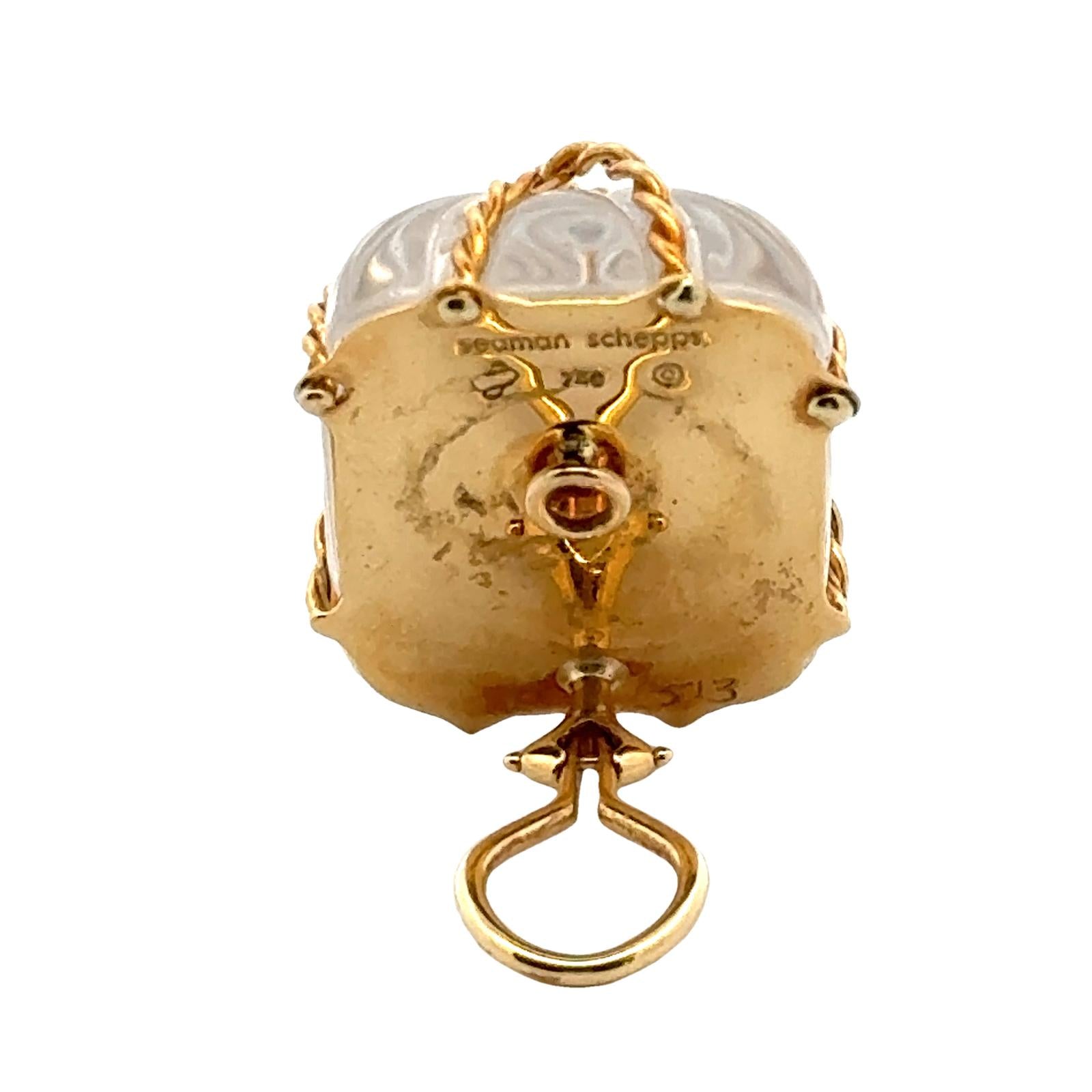 Seaman Schepps Rock Crystal 18 Karat Yellow Gold Braided Earclip Earrings
