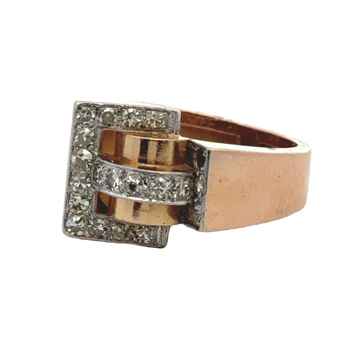 Mid-20th Century Retro Diamond 18 Karat Rose Gold Vintage Ring