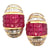 Diamond Ruby 18 Karat Yellow Gold Shrimp Leverback Earrings