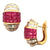 Diamond Ruby 18 Karat Yellow Gold Shrimp Leverback Earrings
