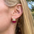 Diamond Ruby 18 Karat Yellow Gold Shrimp Leverback Earrings
