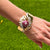 Retro Diamond Ruby Rose Gold Hinged Bangle Bracelet