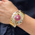 Retro Diamond Ruby Rose Gold Hinged Bangle Bracelet